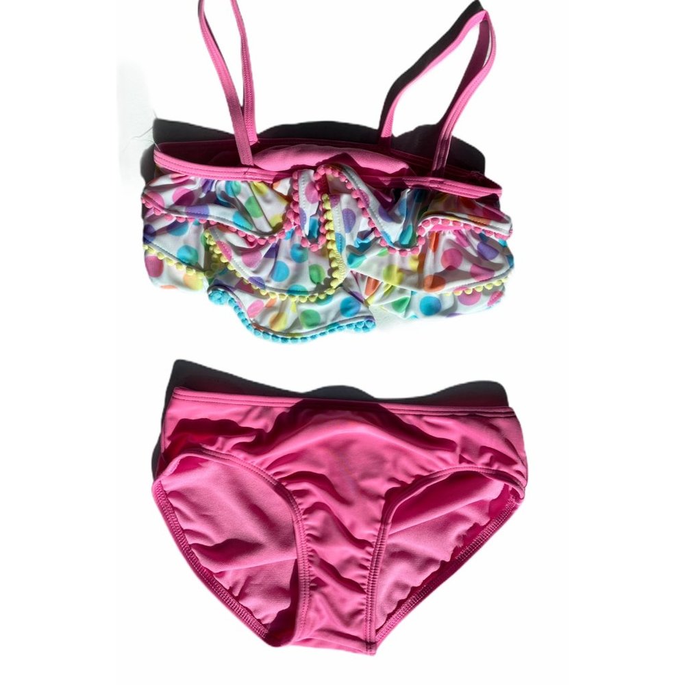 60 Cat & Jack Girls Youth M 7/8 Pink Polka Dot 2-Piece Swimsuit Retail $1000